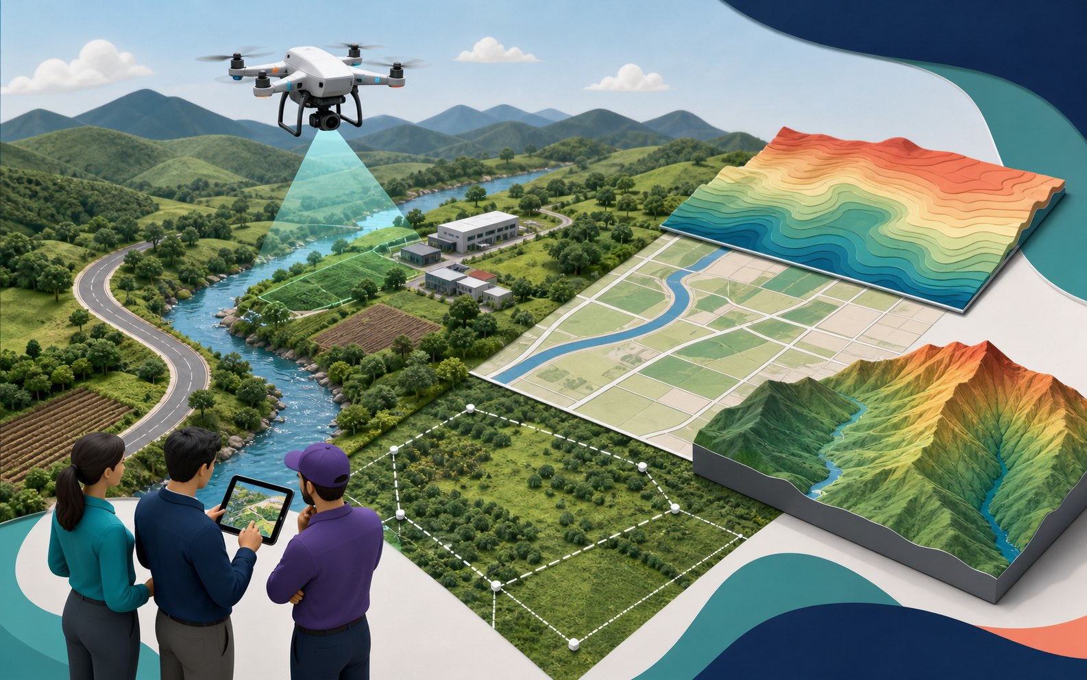 Un dron observa un terreno y lo convierte en mapa, mediciones y modelo de relieve